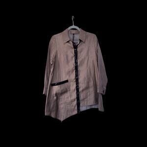 IC By Connie K Elegant Glittery Brown Sequin Trim Asymmetrical Blouse Size Small